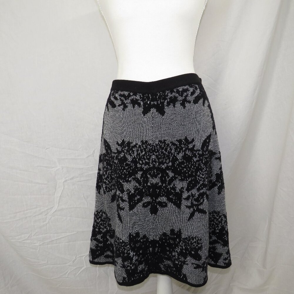 Cupio Fair Isle Knit Midi Skirt | Black & White | Size L